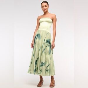 Abercrombie & Fitch Strapless Dress in Light Green and Dark Blue